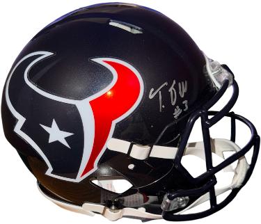 Tank Dell Autographed Houston Texans Riddell NFL Full Size Speed Authentic Helmet #3- Fanatics Hologram-Powers Sports Memorabilia