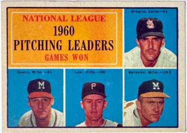 1961 Topps NL Pitching Leaders Warren Spahn/Lew Burdette/Vern Law Card #47-Powers Sports Memorabilia