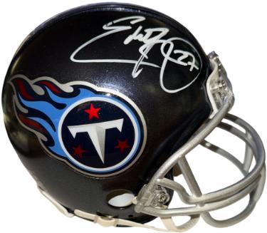 Eddie George Autographed Tennessee Titans Navy VSR4 Mini Helmet #27 imperfect- Beckett Witnessed-Powers Sports Memorabilia