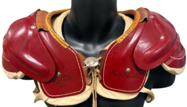 Vito "Babe" Parilli Autographed Hutch NS Vintage Youth Shoulder Pads- COA Boston/KY-Powers Sports Memorabilia