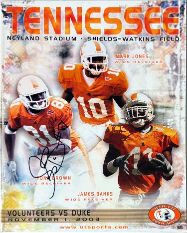 Tony Brown Autographed Tennessee Volunteers 11/1/2003 Full NCAA Football Program #81- COA-Powers Sports Memorabilia