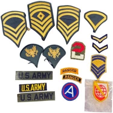 Vintage U.S. Military Patch Lot 17 Patches WWII/Korean/Vietnam/Cold War/Modern Army-Powers Sports Memorabilia