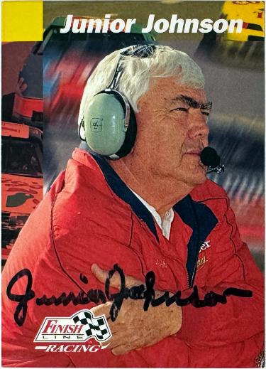 Junior Johnson Autographed NASCAR 1993 Pro Set Finish Line Racing Card # 172 imperfect- COA-Powers Sports Memorabilia
