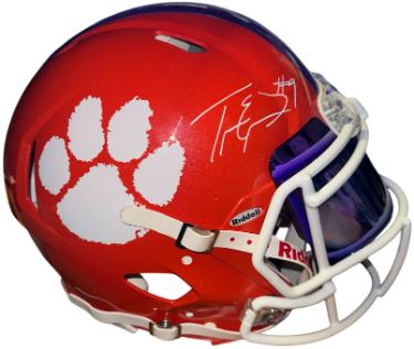 Travis Etienne Autographed Clemson Tigers Riddell NCAA FS Speed Authentic Helmet with Custom Purple Visor #9- Beckett Witnessed-Powers Sports Memorabilia