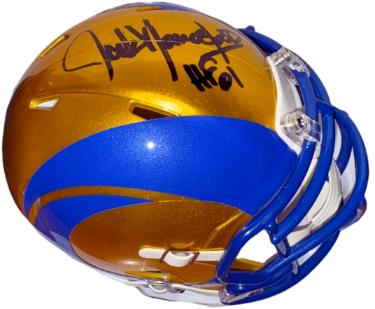 Jack Youngblood Autographed Los Angeles Rams NFL Riddell Flash Mini Helmet HOF 01- Tri Star Hologram-Powers Sports Memorabilia