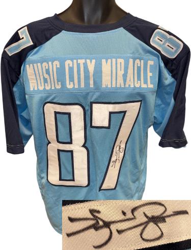 Music City Miracle Kevin Dyson Autographed Tennessee Light Blue Custom Pro Style Jersey XL- JSA Witnessed-Powers Sports Memorabilia
