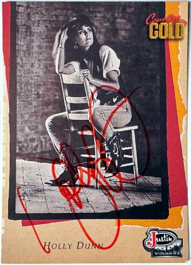 Holly Dunn Autographed 1993 Sterling CMA Country Gold Justin Select Card #112- COA