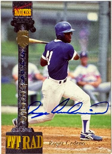 Roger Cedeno Autographed 1994 Signature Rookies Tetrad On Card Auto #87 - /7750 (Albuquerque Dukes)-Powers Sports Memorabilia