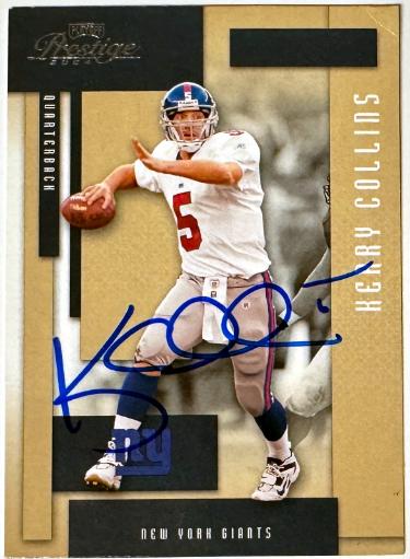 Kerry Collins Autographed 2004 Playoff Prestige On Card Auto #95- COA (New York Giants)-Powers Sports Memorabilia