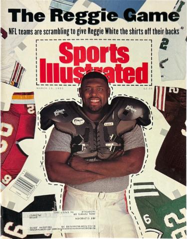 Sports Illustrated Full Magazine 3/15/1993- Reggie White- The Reggie Game (with Label)-Powers Sports Memorabilia