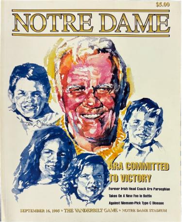 Notre Dame vs Vanderbilt College Football Game Program 1995- Ara Parseghian NEW-Powers Sports Memorabilia