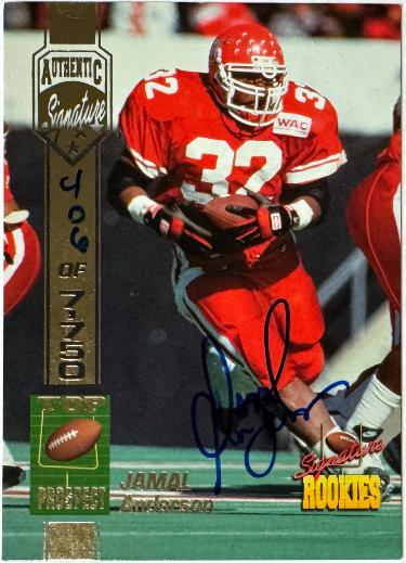 Jamal Anderson Autographed 1994 Signature Rookies On Card Auto /7750 (Utah/Atlanta Falcons)-Powers Sports Memorabilia