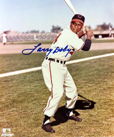 Larry Doby Autographed Cleveland MLB 8x10 Photo imperfect- COA/CSA Show Ticket/HOF-Powers Sports Memorabilia