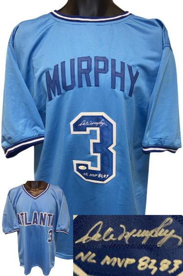 Dale Murphy Autographed Atlanta Blue Custom Stitched TB Jersey NL MVP 82,83 XL- JSA Witnessed-Powers Sports Memorabilia