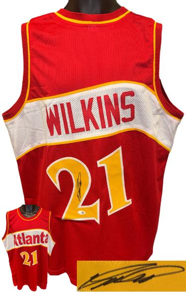 Dominique Wilkins Autographed Atlanta Red TB Custom Stitched Basketball Jersey- JSA Witnessed (HOF)-Powers Sports Memorabilia