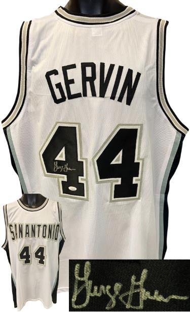 George Gervin Autographed San Antonio White TB Custom Stitched Basketball Jersey- JSA Witnessed (HOF)-Powers Sports Memorabilia