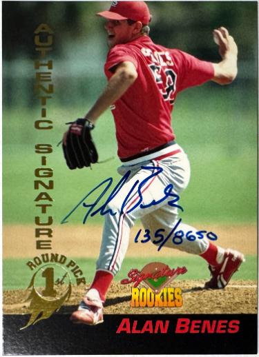 Alan Benes Autographed 1994 Signature Rookies On Card RC Auto #22- /8650 (Cardinals)-Powers Sports Memorabilia