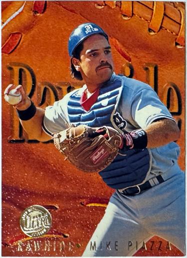 Mike Piazza 1996 Fleer Ultra Rawhide Gold Medallion Card 8 (Los Angeles Dodgers)-Powers Sports Memorabilia