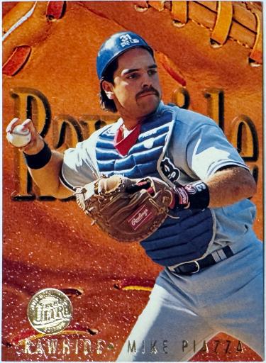 Mike Piazza 1996 Fleer Ultra Rawhide Gold Medallion Card 8 (Los Angeles Dodgers) - CTBL_046511-Powers Sports Memorabilia