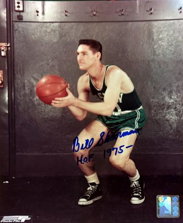 Bill Sharman Autographed Boston Celtics NBA 8x10 Photo w/ HOF 1975 Minor Dings- COA-Powers Sports Memorabilia