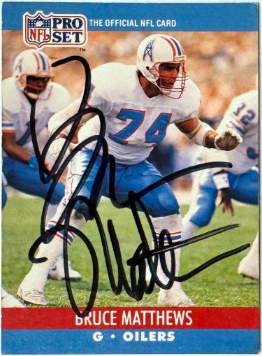 Bruce Matthews Autographed 1990 Pro Set NFL On Card Auto #514 - COA (Oilers/Titans/HOF)-Powers Sports Memorabilia