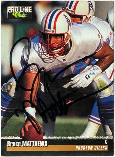 Bruce Matthews Autographed 1995 Classic Pro Line On Card Auto #10- COA (Houston Oilers/HOF)-Powers Sports Memorabilia
