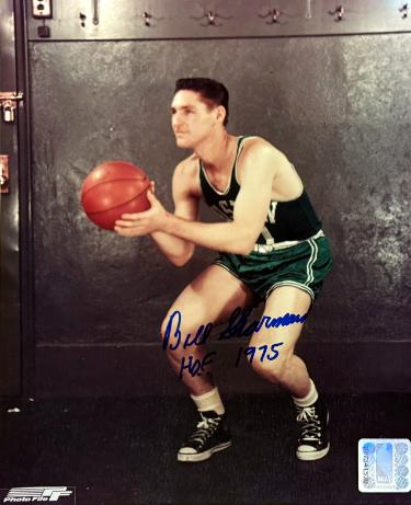 Bill Sharman Autographed Boston Celtics NBA 8x10 Photo w/ HOF 1975 Minor Dings- COA - CTBL_046529-Powers Sports Memorabilia