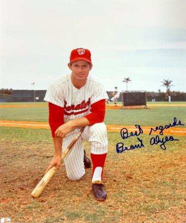 Brant Alyea Autographed Washington Senators MLB Licensed 8x10 Photo imperfect - COA-Powers Sports Memorabilia