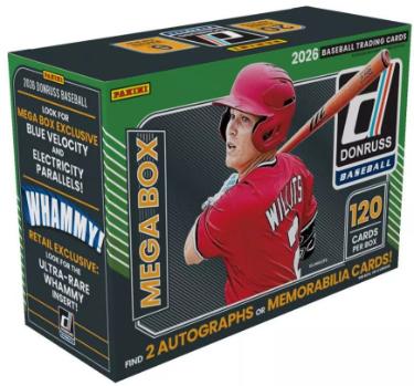 2026 Panini Donruss Baseball MLB Mega Box- 6PK/20CPP/120CPB - New/Factory Sealed-Powers Sports Memorabilia