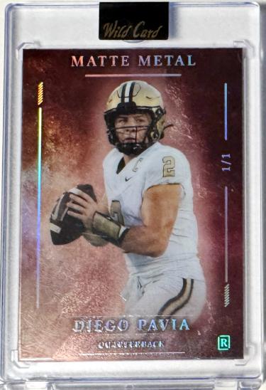 Diego Pavia 2026 Wild Card Matte Metal Rookie Card #MMPRBA2-DP- 1/1 (Vanderbilt)-Powers Sports Memorabilia