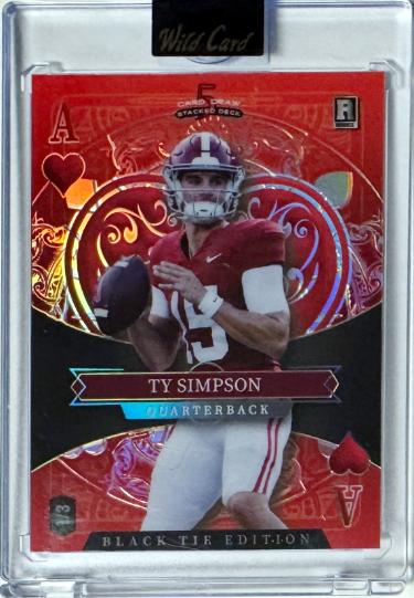 Ty Simpson 2026 Wild Card Black Tie 5 Card Draw Stacked Deck Ace Rookie Card 1/3 #SDPH-TSN/Encased/Factory Sealed-Powers Sports Memorabilia