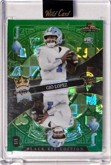 Gio Lopez 2026 WC Black Tie 5 Card Draw Jack of Spades Rookie Card 1/1 #SDPS-GLN/UNC/Wake Forest/Encased/Factory Sealed-Powers Sports Memorabilia