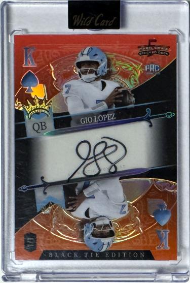 Gio Lopez Autographed 2026 WC Black Tie 5 Card Draw King of Spades Rookie Card 1/1 #SDPS-GLA/UNC/Wake Forest/Encased/Factory Sealed-Powers Sports Memorabilia