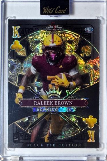 Raleek Brown 2026 Wild Card 5 Card Draw Black Tie King of Clubs Rookie Card 1/1 #SDPC-RBN/Arizona State/Texas/Encased/Sealed-Powers Sports Memorabilia