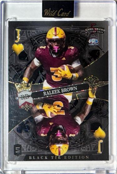 Raleek Brown 2026 Wild Card 5 Card Draw Black Tie Jack of Hearts Rookie Card 1/1 #SDPH-RBN/Arizona State/Texas/Encased/Sealed-Powers Sports Memorabilia