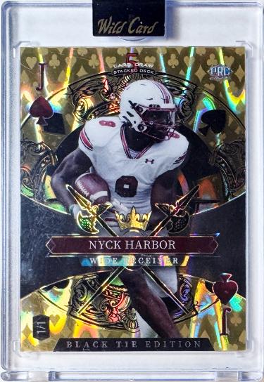 Nyck Harbor 2026 Wild Card 5 Card Draw Black Tie Jack Rookie Card 1/1 #SDPS-NHN/South Carolina/Encased/Factory Sealed-Powers Sports Memorabilia