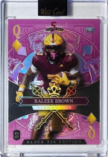 Raleek Brown 2026 Wild Card 5 Card Draw Black Tie Queen of Diamonds Rookie Card /2 #SDPD-RBN/Arizona State/Texas/Encased/Sealed-Powers Sports Memorabilia