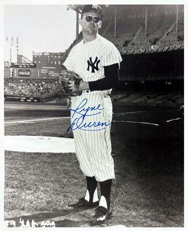 Ryne Duren Autographed New York Yankees MLB 8x10 Photo minor dings- COA (1958 WS Champ) - CTBL_046610-Powers Sports Memorabilia