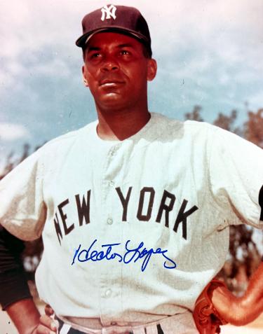 Hector Lopez Autographed New York Yankees 8x10 Photo minor dings - COA (2X WS Champ)-Powers Sports Memorabilia