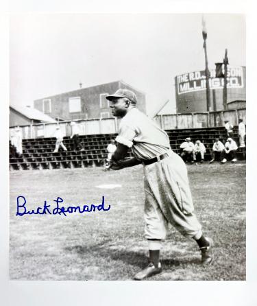 Buck Leonard Autographed Homestead Grays Negro League B&W 8x10 Photo imperfect - COA-Powers Sports Memorabilia