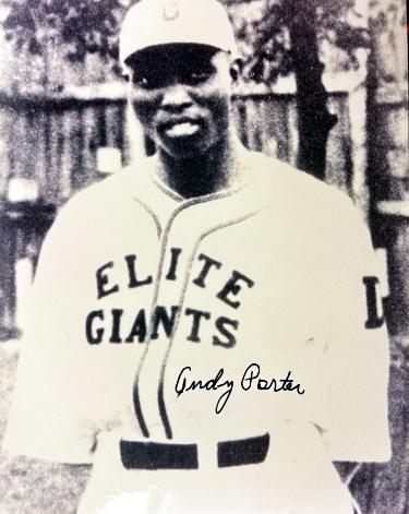 Andy Porter Autographed Elite Giants Negro League B&W 8x10 Photo Imperfect-COA/Ticket-Powers Sports Memorabilia