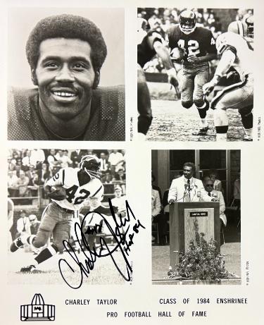 Charley Taylor Autographed this Washington Class of 1984 Enshrinee NFL Pro Football Hall of Fame 8x10 Photo #42 HOF 84 imperfect- COA - CTBL_046634-Powers Sports Memorabilia