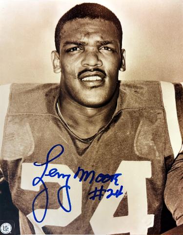Lenny Moore Autographed Baltimore Colts NFL Sepia 8x10 Photo imperfect #24- COA (HOF) - CTBL_046640-Powers Sports Memorabilia