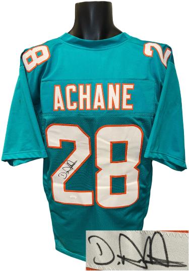 De'Von Achane Autographed Miami Teal Custom Stitched Pro Style Football Jersey- JSA Witnessed-Powers Sports Memorabilia