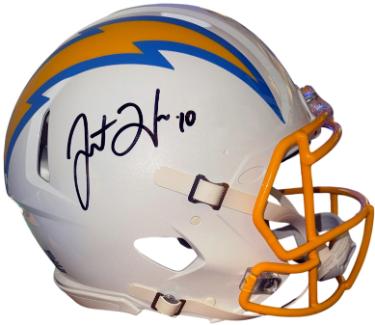 Justin Herbert Autographed Los Angeles Chargers Riddell NFL FS Speed Authentic Helmet #10- Beckett Witnessed-Powers Sports Memorabilia