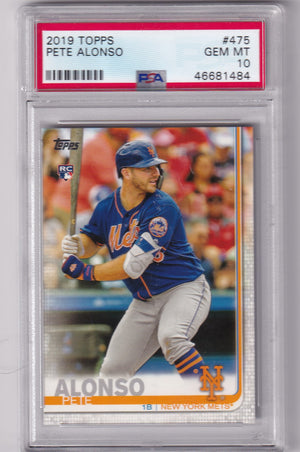 Pete Alonso 2019 Topps New York Mets Rookie Card #475 PSA 10-Powers Sports Memorabilia