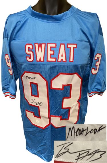T'Vondre Sweat Autographed Tennessee TB Custom Stitched Pro Style Football Jersey Meat Loaf #93 XL- JSA Witnessed-Powers Sports Memorabilia