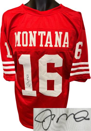 Joe Montana Autographed San Francisco Red TB Custom Stitched Pro Style Football Jersey XL- JSA #AC88148 (HOF)-Powers Sports Memorabilia