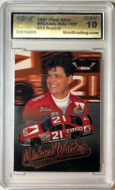 Michael Waltrip 1997 Fleer Shoney's Ultra NASCAR Card #13-Mint Graded 10 Gem Mint-Powers Sports Memorabilia