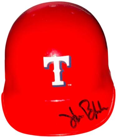 Hank Blalock Autographed Texas Rangers Riddell MLB Mini Batting Helmet Imperfect- COA-Powers Sports Memorabilia